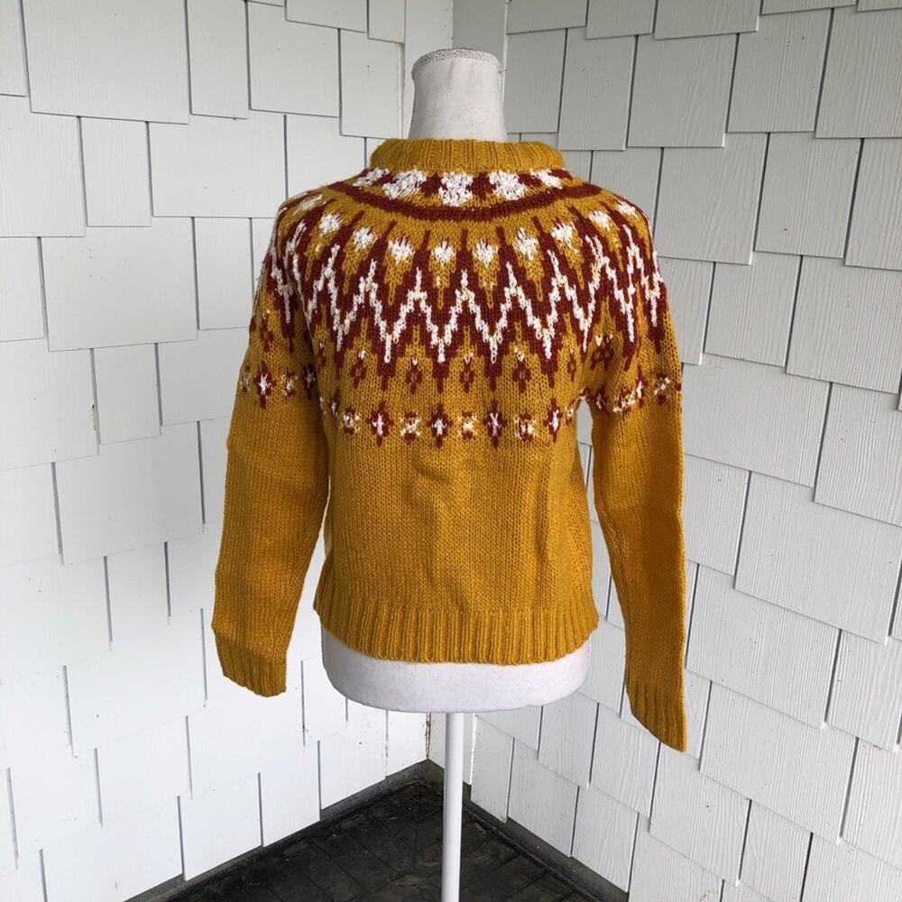 Hooked Up Women's Vanilla Combo Knit Mock Neck Fair Isle Pullover Sweater sz XS - Picture 3 of 4